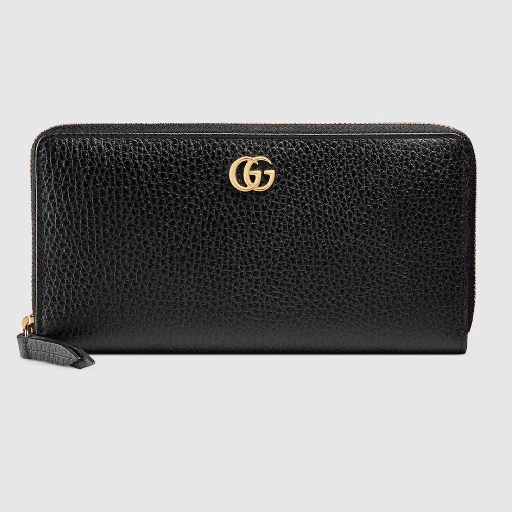 Gucci GG Marmont Black Leather Zip Wallet